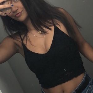 Zara Lace Black Crop Tank Top